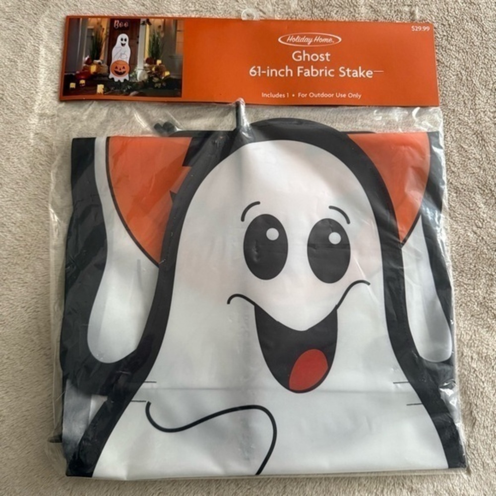 New! Holiday Home 61” fabric stake ghost for outdoor use only